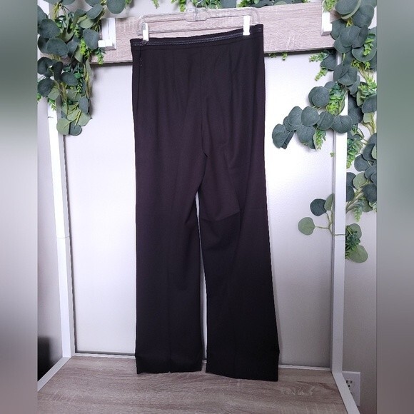 Agnona Designer Slacks Wool Cashmere Wide Flare Leg Brown Dress Pants Retro - Picture 6 of 11